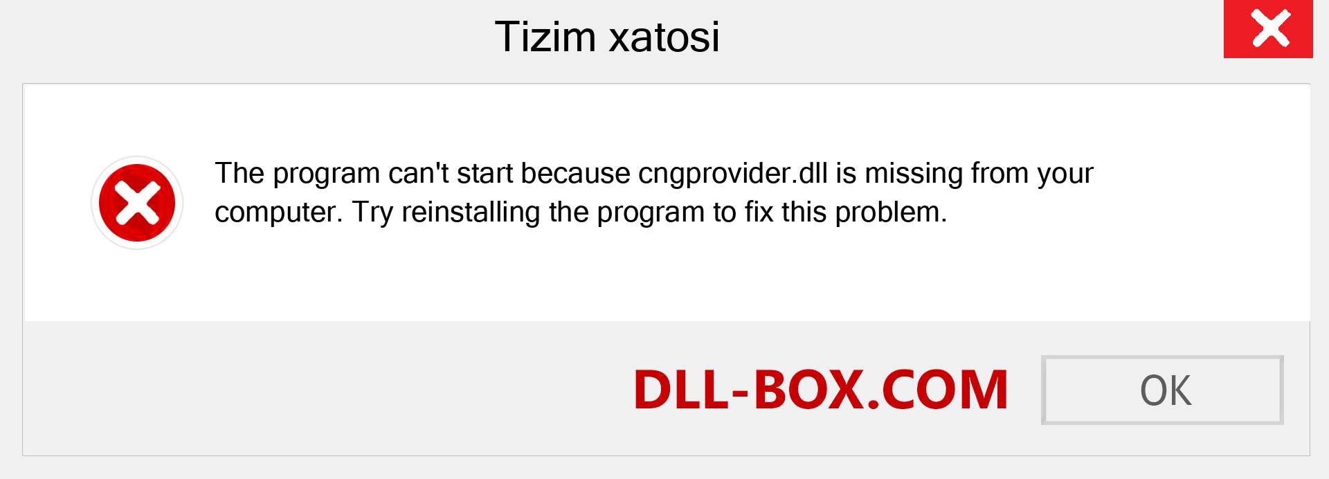 cngprovider.dll fayli yo'qolganmi?. Windows 7, 8, 10 uchun yuklab olish - Windowsda cngprovider dll etishmayotgan xatoni tuzating, rasmlar, rasmlar